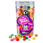 The Jelly Bean Factory, Gourmet Jelly Beans 700 g Jar - 36 Natural, Huge Jelly Fruit Flavours, Retro American Sweets, Chewy Jelly Sweets for Kids, Adults - Bulk Pick & Mix Jelly Beans Gift Christmas