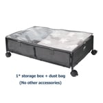 Folding Underbed Storage Box with Wheels Metal Black Bedding Container with Lid