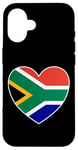 Coque pour iPhone 16 I Heart Afrique du Sud – Drapeau amusant en forme de cœur