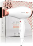 Lightweight Quiet Hair Dryer 1800W, 3 Heat Settings, Cold Shot, White/Rose Gold