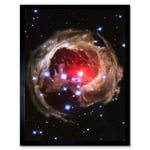 Hubble Space Telescope Image Light Echo Illuminates Dust Spiral Around Red Supergiant Star V838 Monocerotis Explosion Art Print Framed Poster Wall Dec