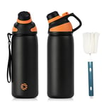 Fjbottle Gourde Isotherme avec Couvercle Magnétique - 400ml/600ml/800ml/1L/1.5L - Bouteille Isotherme Étanche sans BPA, Gourde Inox Bouche Standard, Gourde Enfant pour Sport, Gym, Voyage