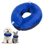 Nobleza - Collerette Chien Gonflable, Ajustable Collier de Récupération Chien Chat, Collerette pour Chien Anti Léchage Collerette Chat Anti Grattage avec Velcro (Bleu, S)