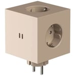 Avolt-Square 2 Socket Extender With USB-C / Magnet, Beige