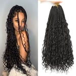 8 Packs Crochet Braids Hair Extensions-18 Inch Goddess Braids Extensions Hair Crochet Braids With Curly Ends Crochet Braiding Hair for black women Boho Box Braids Crochet Hair Pre Looped (2#)