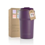 LARS NYSØM Thermo Coffee Mug-to-go 500ml | Tasse de voyage 0.5 litre avec isolation | Tasse thermique étanche en acier inoxydable pour le café et le thé (Deep Purple, 500ml)