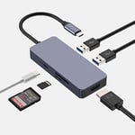 Hub USB C, Tymyp 6 en 1 Adaptateur USB C avec HDMI 4K, 2 Ports USB 3.0 pour Laptop, Fente pour Carte SD/TF, Port de Chargement USB C pour Macbook et Autres Appareils de Type C