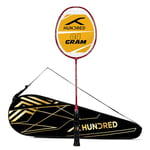 HUNDRED POWERTEK 909 Full Graphite Badminton Racket with Cover (Dark Red) | for Intermediate Player | Weight: 84 Gram | Maximum String Tension - 26lbs