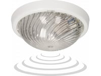 Vegglampe Orno 7070T-Alfa / Ms / Pl, Lampe Med Mikrobølgebevegelsessensor, 75W, E27, Ip44, Ik10, Transparent Polykarbonat