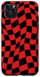 Coque pour iPhone 11 Pro Max Carreaux noir et rouge vintage à carreaux