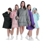 K-MART Oversized Blanket Hoodie for Men & Women,Thick Flannel Blanket with Sleeves and Giant Pocket Super Soft Warm Cozy Wearable Sweatshirt Hoodie for Adults