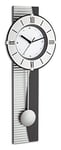 TFA Pendulum Wall Clock Silver Easy to read clock in silver metal look