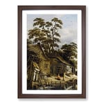 Big Box Art Roelof Van Vries Cottage on a River Framed Wall Art Picture Print Ready to Hang, Walnut A2 (62 x 45 cm)