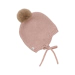 Huttelihut Baby Bonnet Wool Knit med Pompom Mahogany Rose | Rosa | 86/92 cm