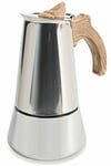 Galileo Casa Italiana Cafetière 4 tasses en acier avec poignée soft touch effet bois