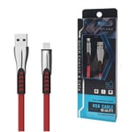 CABLE Iphone 2.4A RED FLAT 2400mAh QUICK CHARGER QC 3.0 1M POWERLINE SMS-BW02- METAL PLUGS