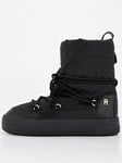 Tommy Hilfiger Lace Up Monogram Snowboots - Black, Black, Size 40, Women