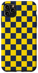 Coque pour iPhone 11 Pro Max Motif damier doré et bleu roi - Contraste royal