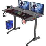 Bureau Gaming RGB 110 x 67 x 75 cm, Bureau Gamer Bureau pour Gaming PC Informatique Table, avec Tapis de Souris intégral