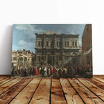 Big Box Art Canvas Print Wall Art Giovanni Canaletto The Feast Day of St Roch | Mounted & Stretched Box Frame Picture | Home Decor for Kitchen, Living Room, Bedroom, Hallway, Multi-Colour, 24x16 Inch