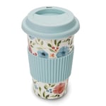 Country Floral Travel Mug | Insulated Mug for Hot and Cold Drinks | Durable, Leak-Proof Travel Mug with Floral Design | Ideal for Commuting, Office, or On-The-Go | 400ml Capacity