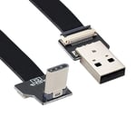 cablecc Câble de données plat et fin USB 2.0 type A mâle vers USB-C mâle coudé vers le haut pour FPV, disque et téléphone 100 cm