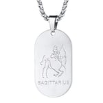 FaithHeart Médaille Zodiaque Collier Signe Astrologique Sagittaire Plaque Militaire Pendentif pour Homme Acier Inoxydable Chaîne Ajustable 55cm