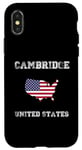 Coque pour iPhone X/XS Conception de carte vintage du drapeau américain de Cambridge, États-Unis