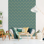 Ambiance Sticker Papier Peint Intissé Pré-encollé Rouleau Wallpaper Art Déco Scandinave Nuance Bleu Adhésif Décorative - 1 Roulle de H300 x L60 cm