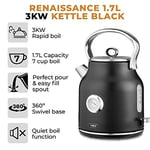 Cordless Kettle - Tower Renaissance T10063BLK 1.7L, 3Kw Fast Boil in Matt Black