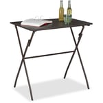 Relaxdays Table de jardin pliante, aspect bois, carré, plastique, métal, balcon, solide, HLP 75 x 77,5 x 48,5 cm, brun