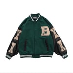 GYYlucky College Jacket Baseball Sports Jacket Unisex College Jacket Varsity Jacket Sweat Jacket Vintage Streetwear pour Hommes Veste Hommes Pull Patchwork Baseball Jacket (Color : Green, Size : M)