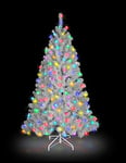 SHATCHI 10ft/3m Pre-Lit Artificial Christmas Tree Alaskan Pine White 1800 Tips-420 Multicolour LEDs Metal Stand Xmas Home Decorations, 300cm