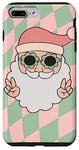 Coque pour iPhone 7 Plus/8 Plus Retro Christmas Santa Hippie Checker Checkered Pastel Peach