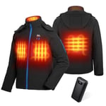 KEMIMOTO Veste Chauffante Homme Imperméable et Coupe-vent, Veste Homme Chauffante Électrique avec 4 Zones de Chauffage, 9600 mAh Batterie Veste Chauffante Femme pour Ski Pêche Randonnée Moto