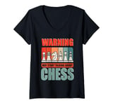 Womens Retro Chess Player May Start Talking About Chess V-Neck T-Shirt