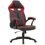 Fauteuil de bureau gaming en simili cuir noir et rouge zona