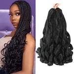 7 Packs French Curl Braiding Hair - 16 Inch Curly Braiding Hair 1B French Curls Braiding Hair Extensions for Black Women (16 Inch(7Packs), 1B)