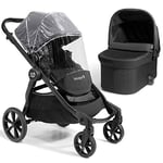 Baby Jogger City Select 2 Pushchair, Carrycot & Weather Shield | Lightweight & Compact Stoller | Converts From Single to Double | Radiant Slate