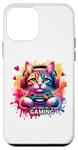 Coque pour iPhone 12 mini Chat gamer rétro avec casque : Can't Hear You, I'm Gaming!