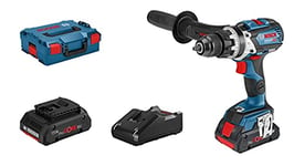 Bosch Professional 18V System perceuse-visseuse à percussion sans-fil GSB 18V-110 C (couple maxi 110 Nm, avec 2 batteries ProCore18V de 4,0 Ah, chargeur GAL 18V-40, dans L-BOXX 136)