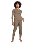 LAPASA Ensemble de sous-Vêtements Thermiques Femme Haut & Bas Maillot de Corps Manches Longues & Pantalon Chaud Automne/Hiver Marron Clair S