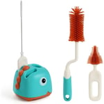 Denuotop - Ensemble de Brosse pour Bébé, 4 en 1 Brosse de Nettoyage rotative pour Bébé, Brosse de Nettoyage de biberon en Silicone, Brosse de