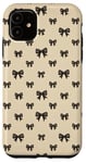 Coque pour iPhone 11 Esthétique Berce de Ruban Noir Sur Motif de Ruban Beige