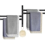 Porte-Serviettes Salle de Bain, Murale Sèche-Serviettes avec 4 Barres 180°Rotatives, Aluminium Serviette Barre Pivotant avec Crochet pour Cuisine