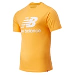 NEW BALANCE MEN'S ESSENTIALS STACKED LOGO T-SHIRT TEE TOP YELLOW RETRO NEW BNWT