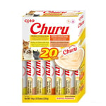 INABA Churu - Friandises en Purée aux 4 Saveurs de Boeuf et Poulet - Délicieux Snacks pour Félins - Texture Lisse et Onctueuse - Nourriture pour Chats - 20 Tubes x 14g