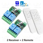 EWelink 2 CH WiFi Smart Switch, 5V 12V 24V 48V rele, ajastinmoduuli, Alexa Google Home Voice Control, kaukosäätimen valolle/moottorille