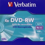 Verbatim – DVD-RW, 4x, 4.7 GB/120 min, 5-pack jewel case, SERL (43285)