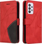 Coque Pour Samsung Galaxy A33 5g, Etui En Cuir Pu Portefeuille Housse Fermeture Magnetique Und Flip Protection Case Avec Antichoc Tpu, Etui A Rabat, Fentes Pour Cartes (Rouge)